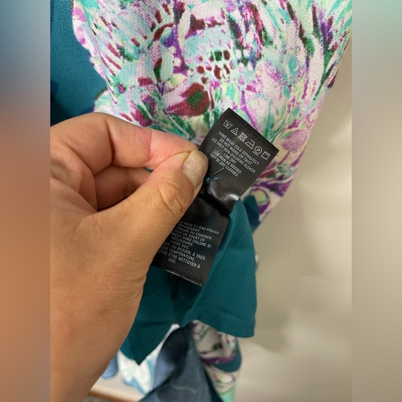 Anthropologie Maeve Elia Open Shoulder Midi Fit Flare Floral Teal dress Sz 0 - Picture 10 of 15